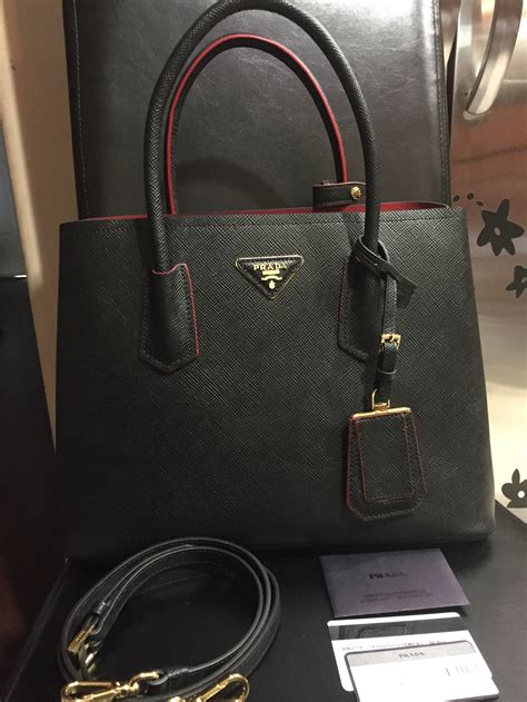 black red prada bag|prada saffiano cuir double bag.